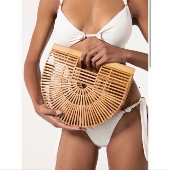 Cult Gaia Large Bamboo Ark Bag Natural Top Handle Bag - Picture 6 of 15